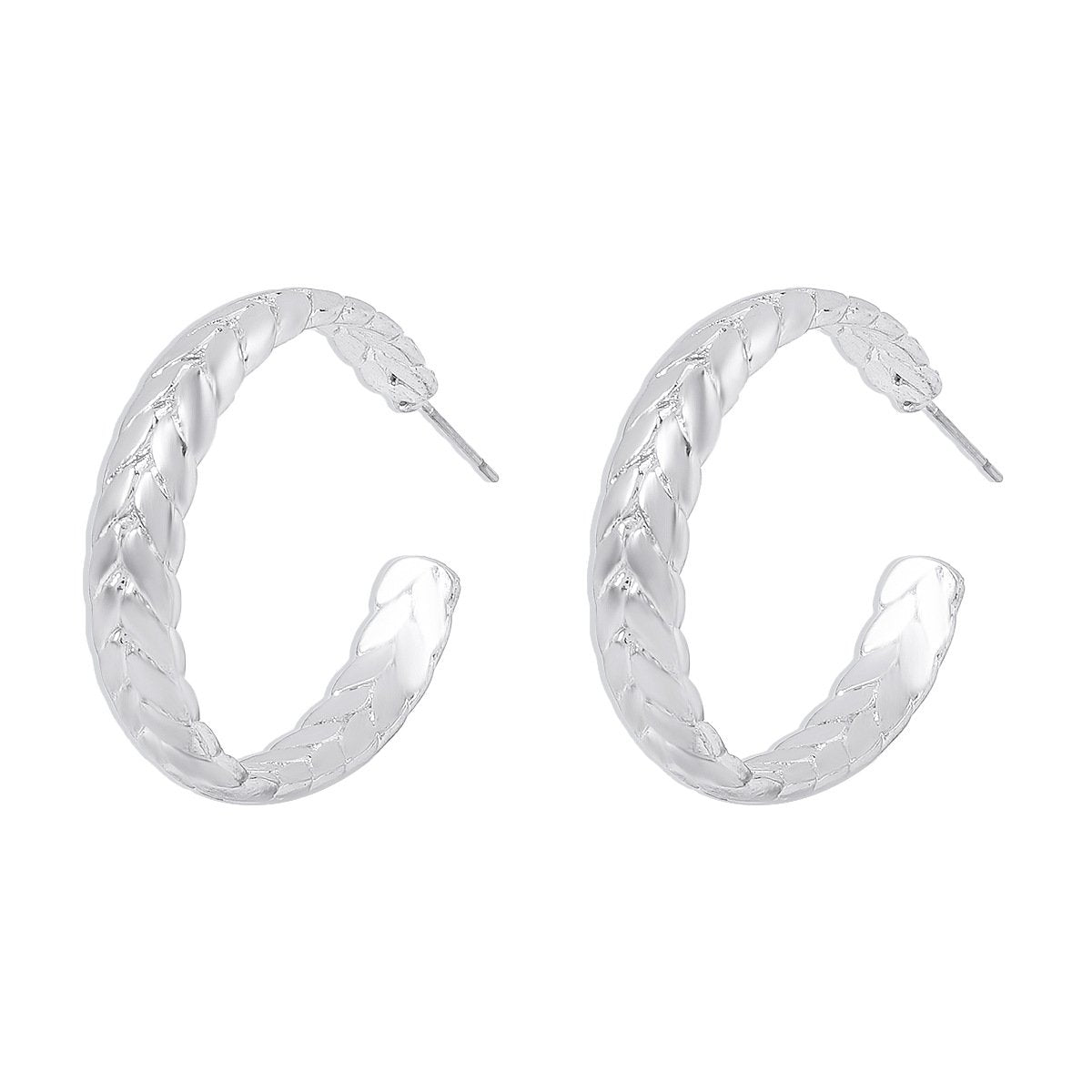 E144 Simple C-shaped fashion earrings metal twist braid exaggerated earrings punk night earrings for women