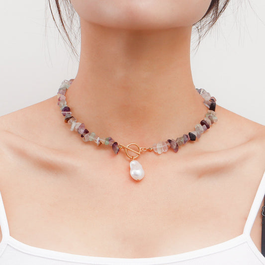 Jewelry Large Shaped Pearl OT Buckle Necklace Female Beach Simple Fashion Color Turquoise Necklace