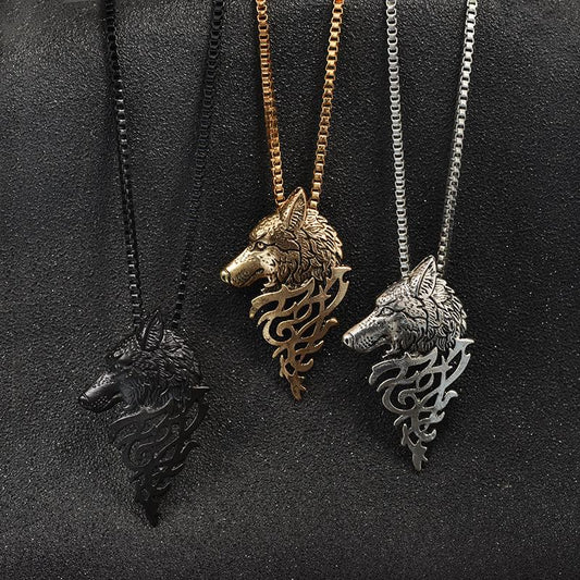 Retro Domineering Wolf Head Necklace Original Fashion Personality Metal Animal Sweater Chain Necklace Can Be Authorized