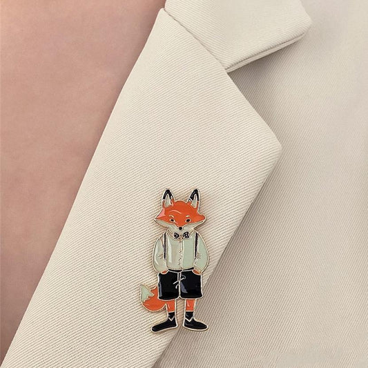 Ins big bad fox brooch men and women with the same paragraph cute rabbit cat corsage badge drip oil collar pin