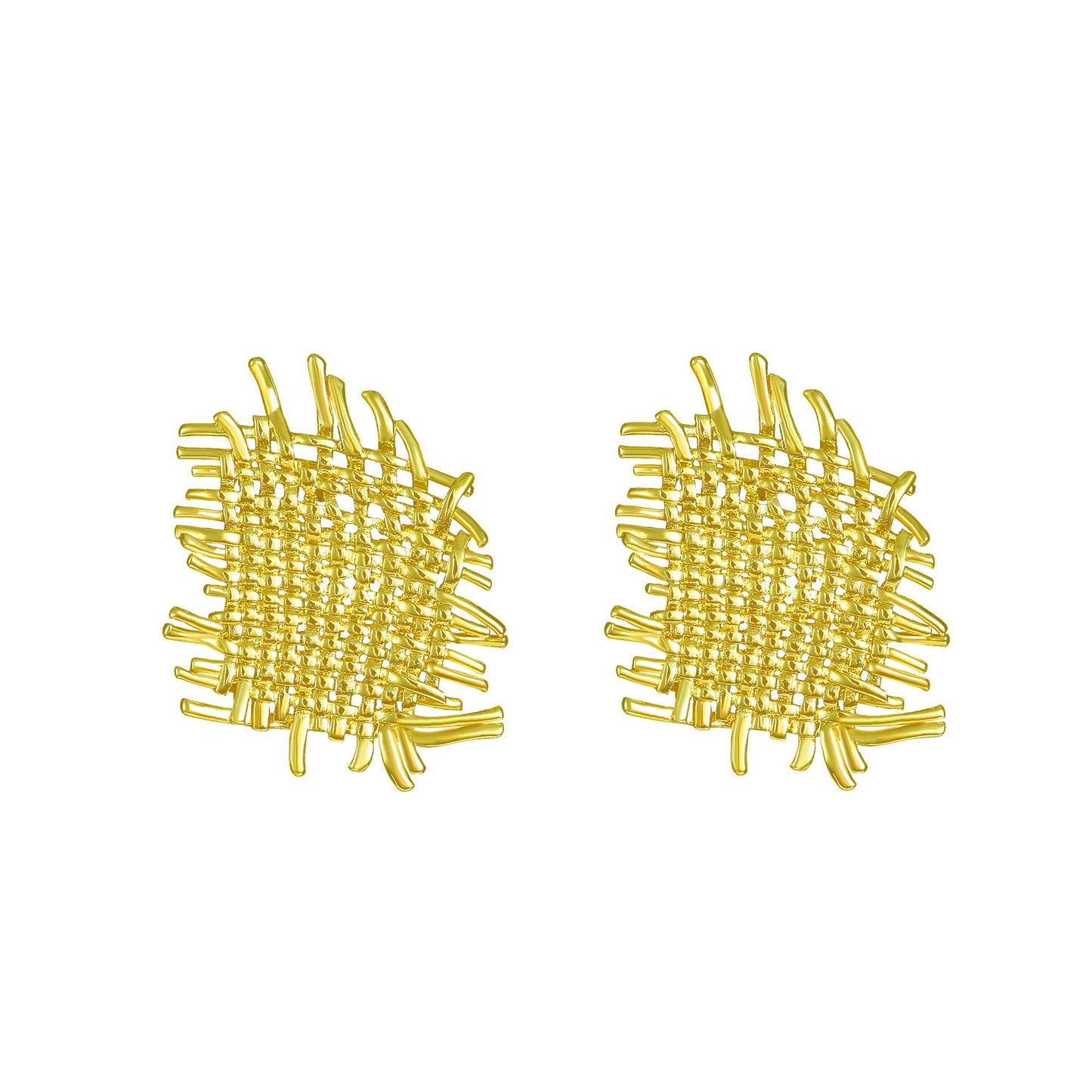Ins irregular braided earrings women's French light luxury niche design mesh earrings retro net red earrings