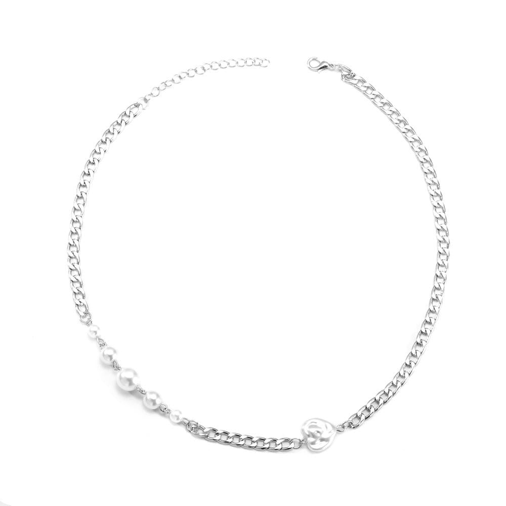 Ins personality all-match love pearl stitching necklace niche design all-match chain clavicle chain female