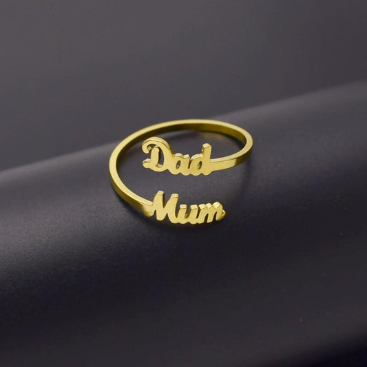 Retro letter DadMum ring female personality simple I love mom and dad ring