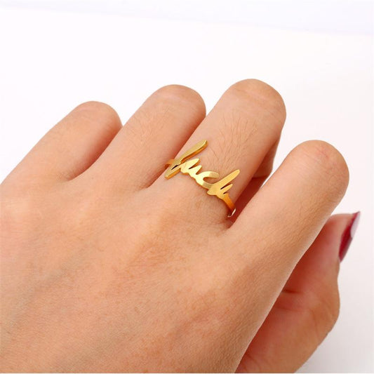 Fashionable Fuck Letter Ring Titanium Steel 18K Furnace Vacuum Plating Explosive Accessories