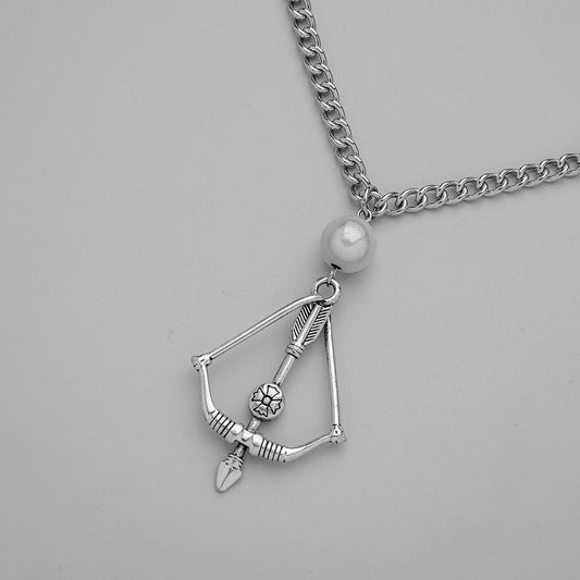 Trendy and domineering stainless steel cupid's arrow pearl pendant titanium steel fashion three-dimensional aesthetic necklace