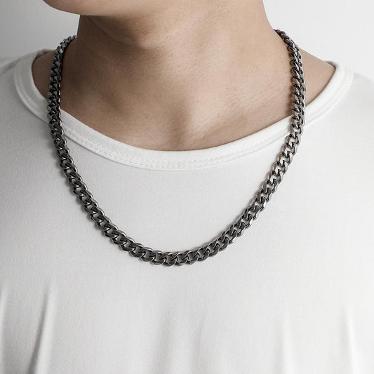 Simple clavicle chain without pendant plain chain black single chain trendy all-match men's necklace necklace jewelry