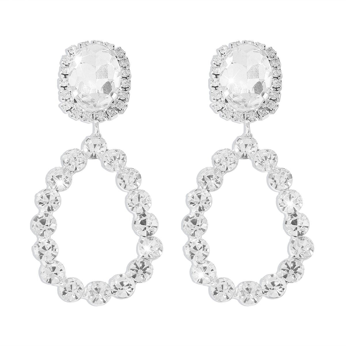 E1685 Water Drop Shape Full Diamond Temperament Light Luxury Earring Ladies Trendy Party Dinner Retro Earrings