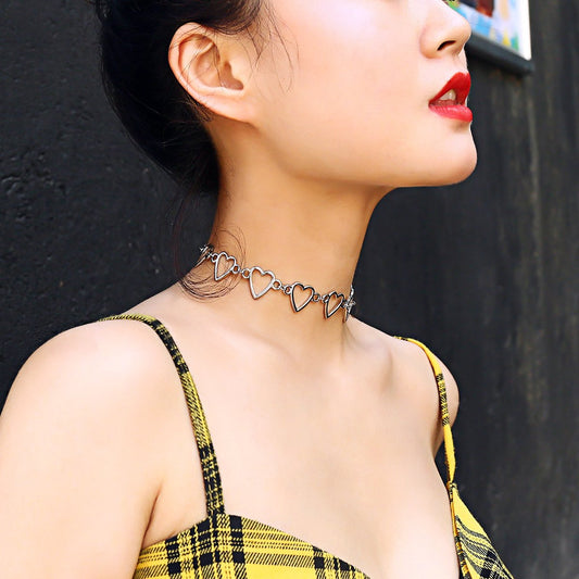Jewelry Love Necklace Geometric Necklace Women Simple Heart Shaped Hollow Chain Love Necklace Women