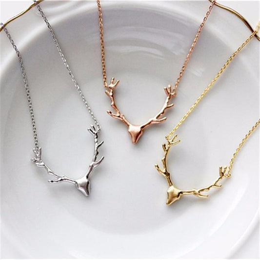 Jewelry girl necklace small animal elk pendant antler necklace
