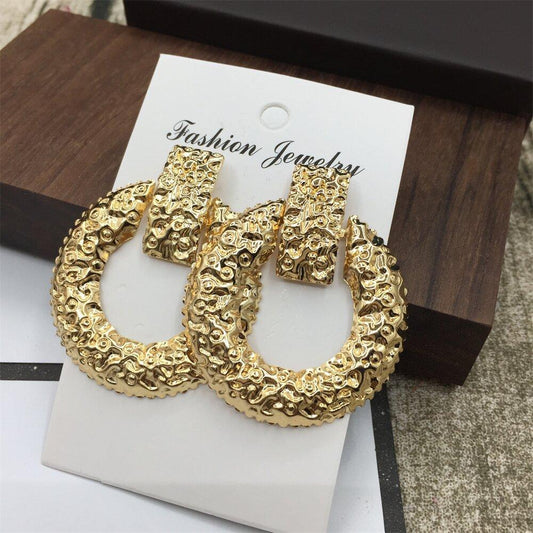 Meteor Crater Ring Stud Earrings Fashion Ladies Versatile Earrings