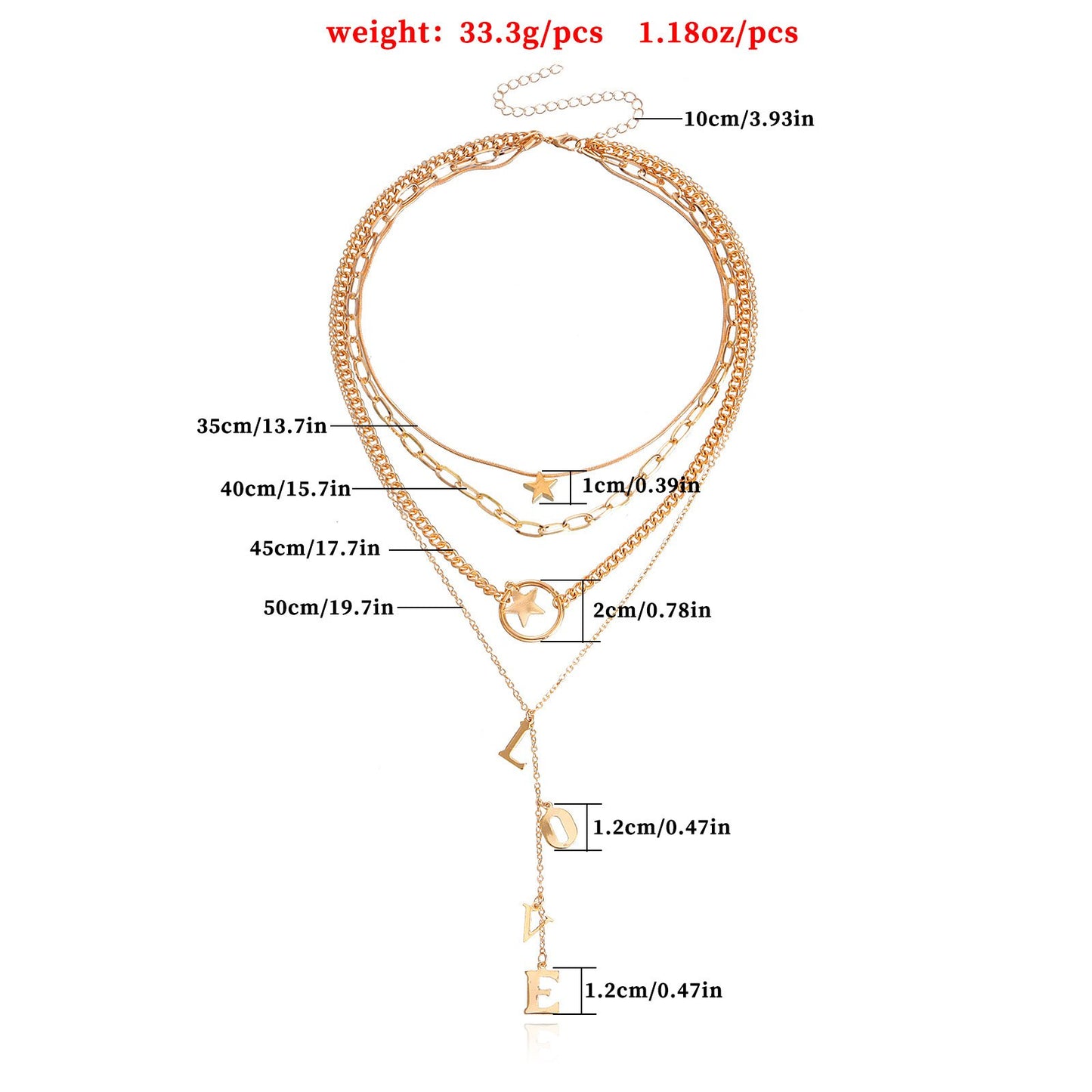 Jewelry trend multi-layer long tassel LOVE letter pendant necklace female sweater chain high-end sense