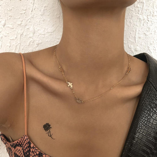 N9282 Simple Geometric Light Luxury Necklace Niche Temperament Metal Chain Necklace Retro Sweet Necklace Women