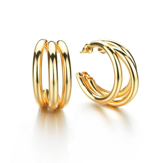 Net red earrings women's cold golden earrings earrings big circle hoop earrings