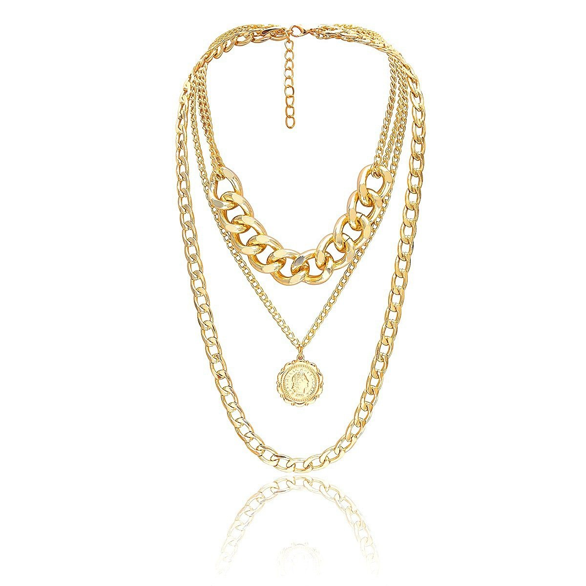 Jewelry Personality Exaggerated Chain Necklace Sweater Chain Simple Queen Pendant Multilayer Necklace Female