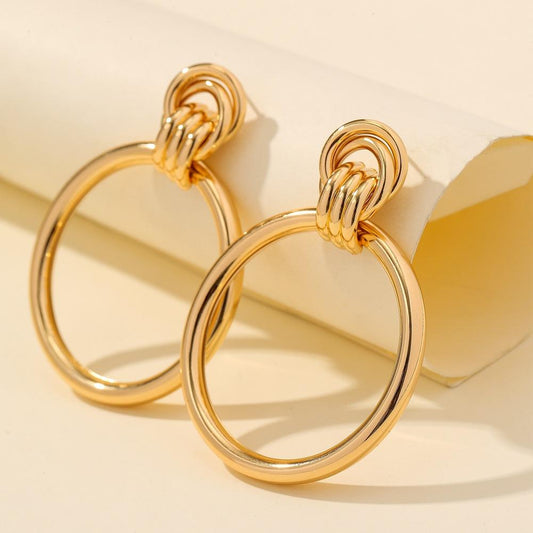 Fashion O-shaped large earring trend metal exaggerated circle three-ring long ladies earrings
