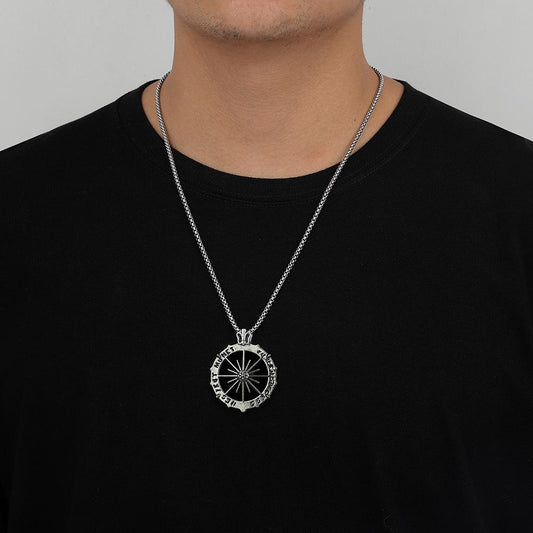Trendy stainless steel atmospheric punk sun god titanium steel chain hip-hop natural exaggerated men's necklace