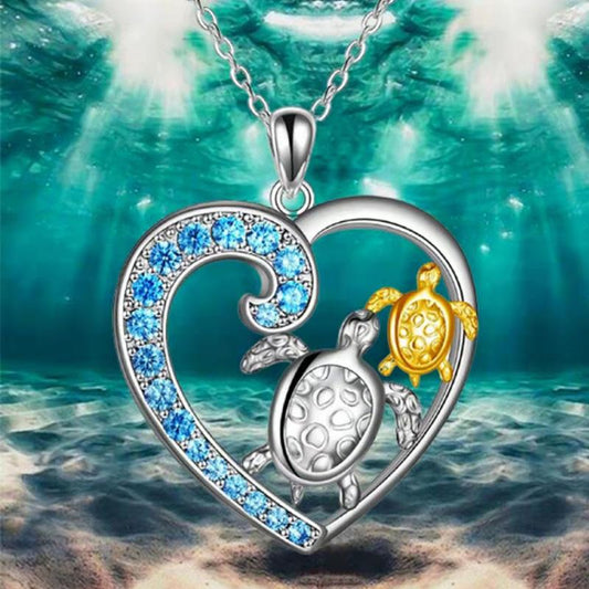 Explosive style women's love sea turtle necklace two-color animal creative sea turtle beach pendant necklace jewelry
