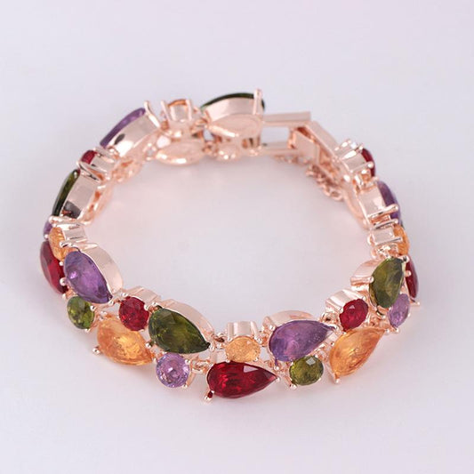 Fashion and simple colorful gemstone Mona Lisa bracelet temperament all-match color diamond bracelet jewelry