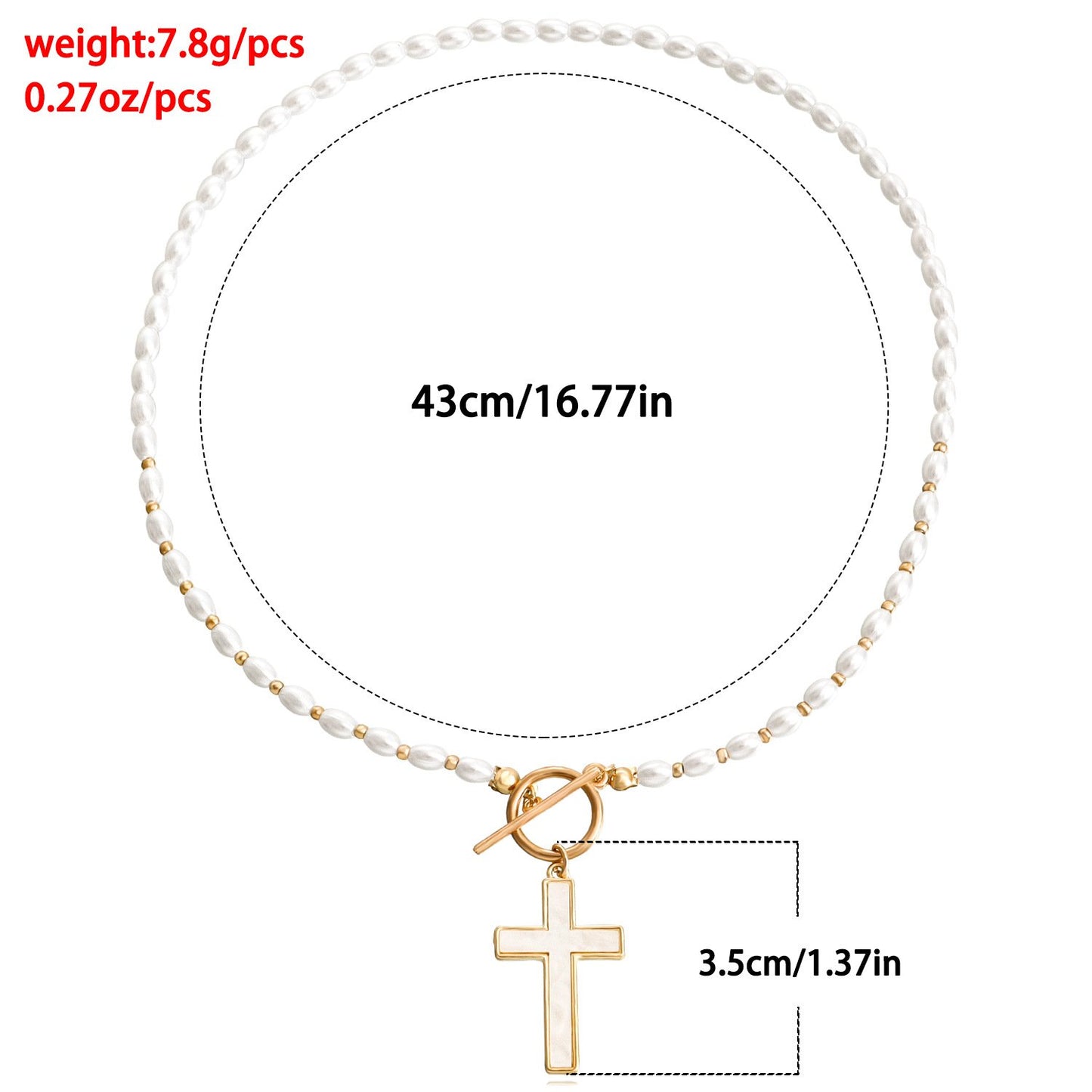 Jewelry ins cross imitation pearl necklace collarbone chain women's sweater chain trendy new Chinese necklace