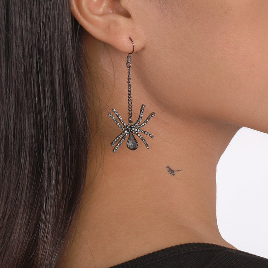 E122 Halloween Earrings Women's Dark Department Old Retro Long Earrings Exaggerated Spider Earrings