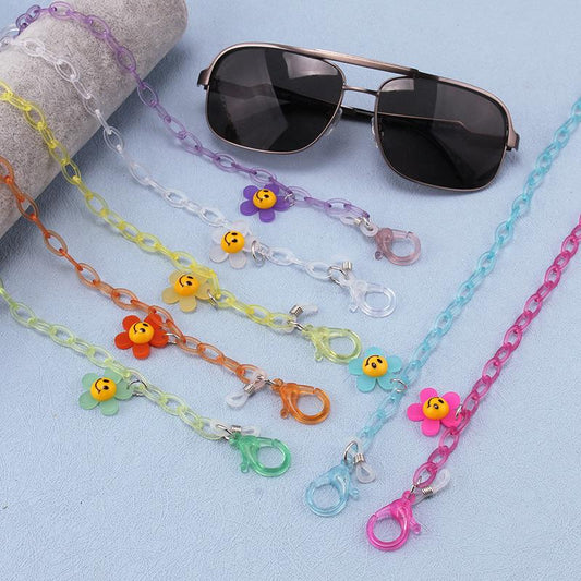 Children's anti-lost mask lanyard chain cartoon smiling face flower glasses chain mask lanyard dual-use
