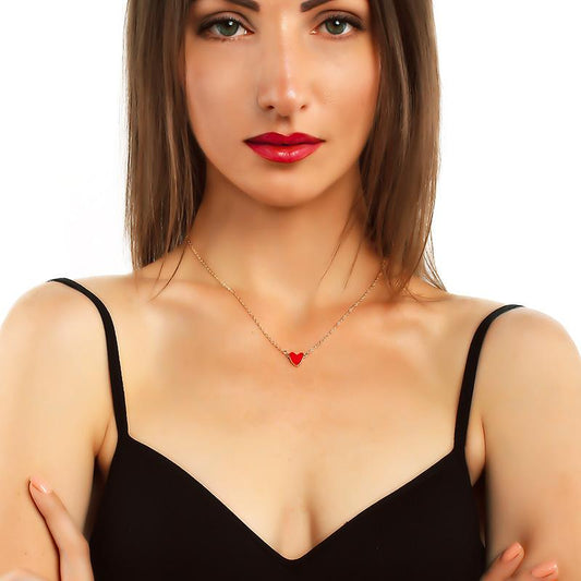 American designer JellyGirl girl heart red drip oil simple double love clavicle chain necklace