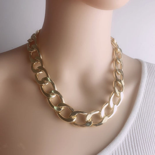 Creative Jewelry Fashion Punk Hip Hop Double Thick Chain Trendy Men's and Women's Necklace Exaggerated Aluminum Chain Necklace