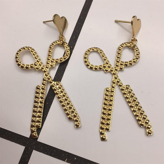Exaggerated Scissors Earrings Scissors Earrings Washing Cut Blowing Earrings Jewelry