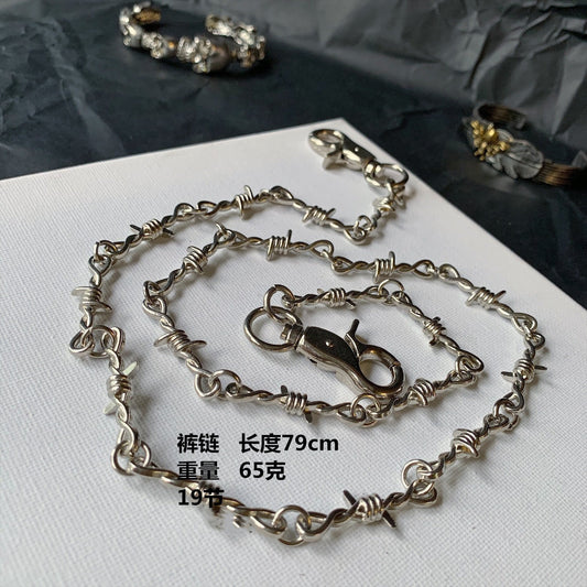 Guochao hip-hop tide brand prickly thorns pants chain ins male and female jewelry with the same paragraph Hong Kong dark male and female neck chain necklace