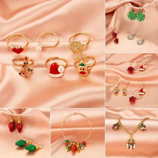 Christmas jewelry creative Christmas tree earrings simple snowman bell earrings female festive holiday accessories