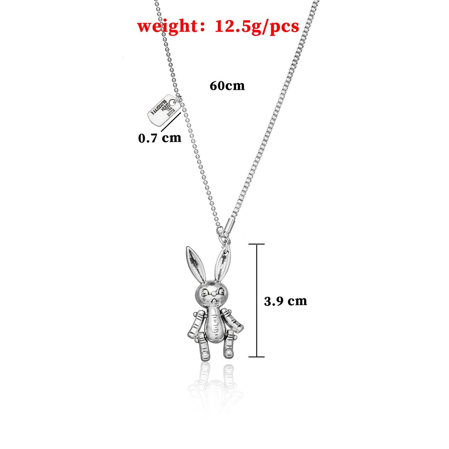 Jewelry Xiao Zhan's same style cute rabbit pendant necklace men's and women's trendy style hip-hop personality necklace