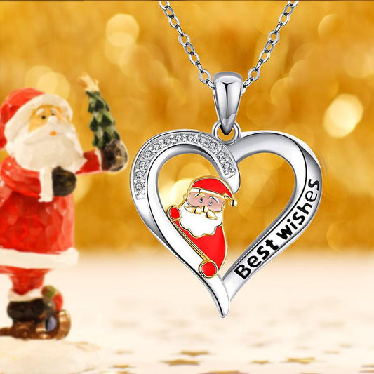 Christmas gift women's fashion Santa Claus love pendant necklace jewelry female