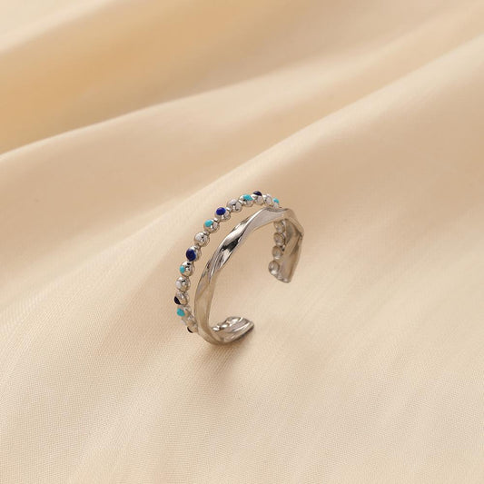 Fashionable simple and lovely color tone dripping oil stainless steel open ring female all-match personalized titanium steel ring