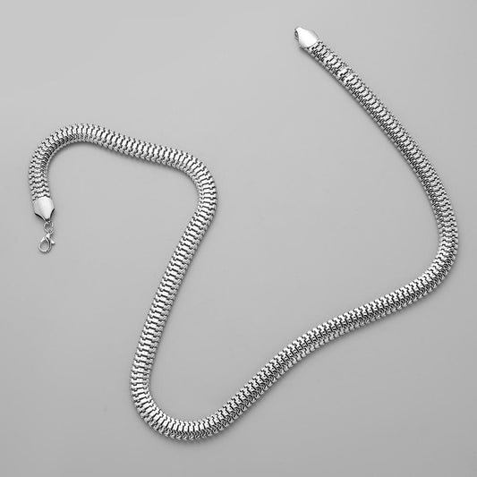 Fashion Men's Flat Snake Bone Silver Chain Retro Versatile Punk Personality Trend Simple Necklace