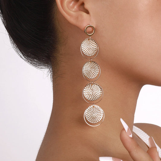 E1511 retro personality long disc earrings geometric irregular earrings atmosphere fashionable cold earrings