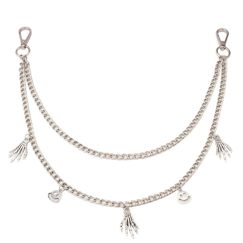 Punk fashion metal waist chain Halloween popular skull hand pendant jeans chain ins