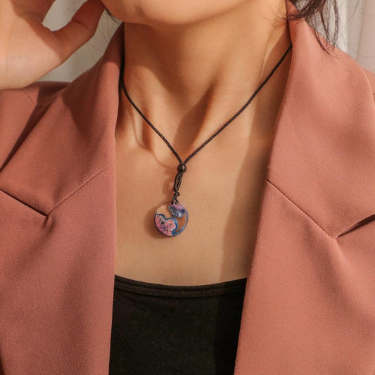 ETSY handmade creative terraced landscape round crystal pendant fashion island coral seascape resin necklace