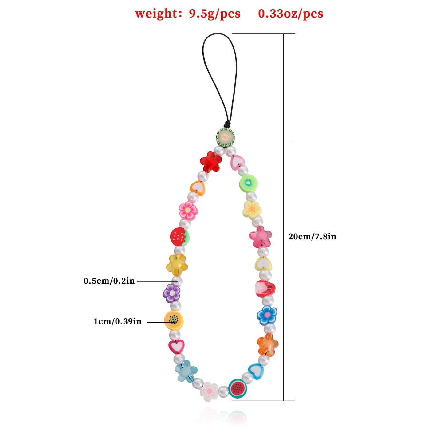 Dongdaemun simple rainbow beaded mobile phone hanging chain lanyard ladies ins love key lanyard