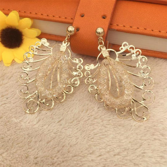 Hollow-out Butterfly Mesh Tube Imitation Zircon Water Drop Stud Earrings Earrings Earrings Popular Jewelry