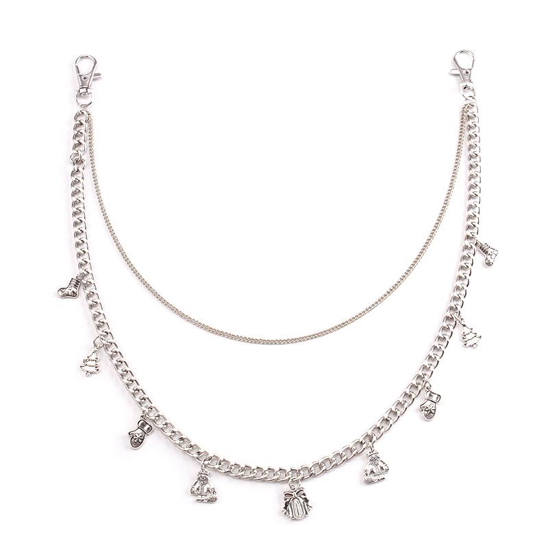 Punk metal chain Hong Kong waist chain trendy ins hip-hop double-layer Santa Claus small decoration personality pants chain men and women