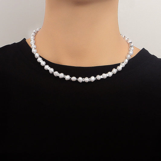 Jewelry Broken Silver Few Two Imitation Pearl Triangle Necklace Necklace Women's Sparkling Simple Necklace