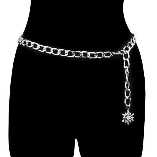 Fashion Accessories Personality Full Diamond Snowflake Body Chain Winter Versatile Sexy Ladies Metal Waist Chain