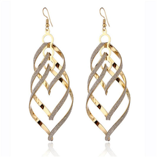 Direct Supply Earrings Exaggerated Retro Earrings Alloy Multi-layer Frosted Spiral Earrings