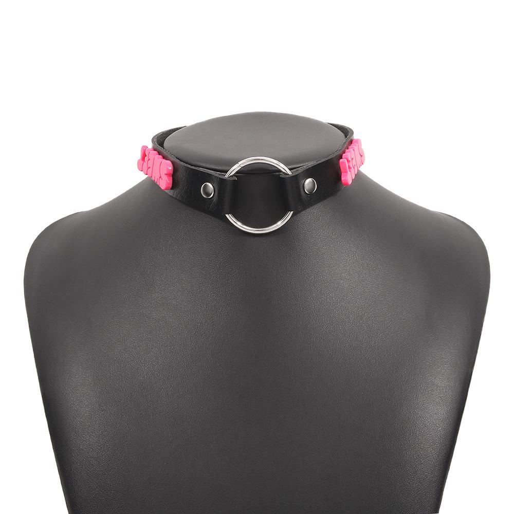 N9616 Simple Round Necklace Night Bounce Di Personality Necklace Alphabet PU Beam Neck Short Pendant