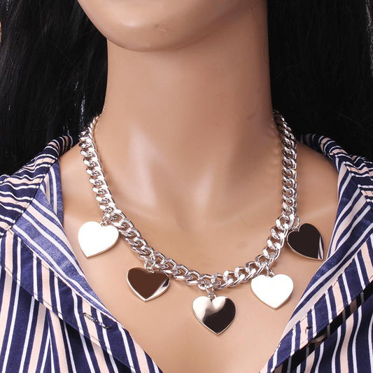 Niche design big peach heart necklace female ins hip-hop cool sweater accessories sweater chain unisex