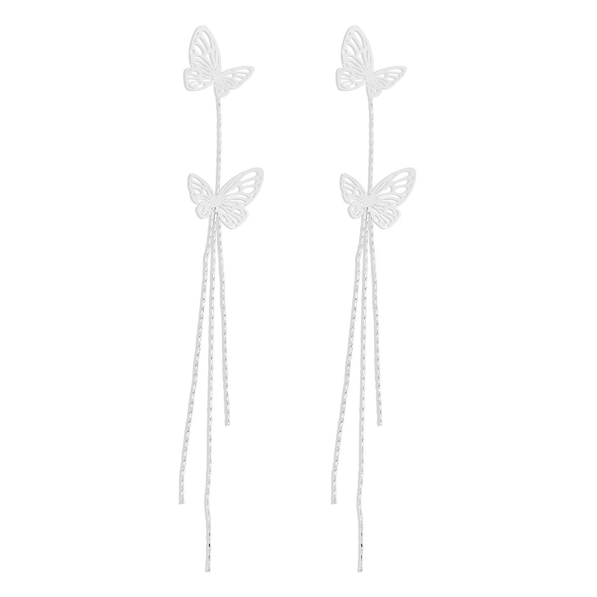 E1472 Long Tassel Fairy Earrings Hollow Butterfly Personality Creative Earrings Retro Exaggerated Earrings