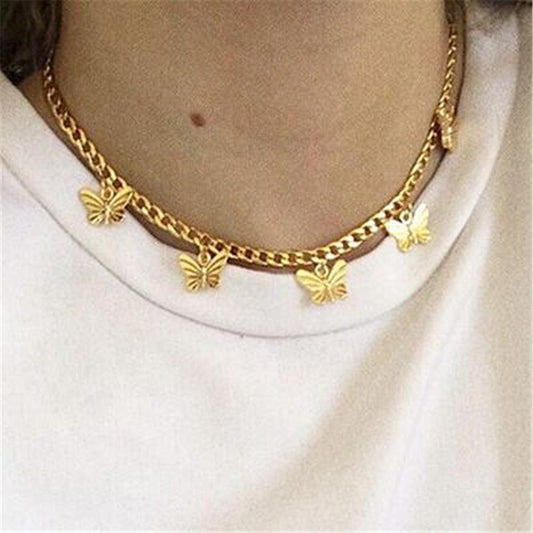 Fashion Retro Necklace Clavicle Chain Temperament Twill Butterfly Necklace Accessories