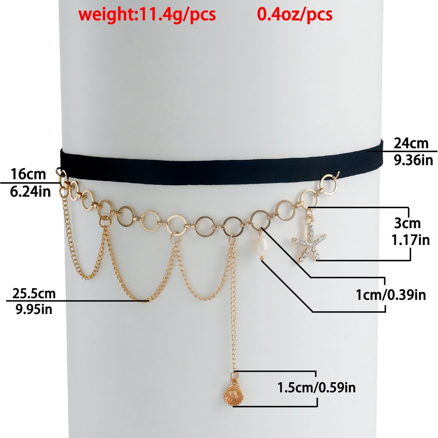 Jewelry beach starfish shell pendant freshwater pearl elastic band leg chain female legchain