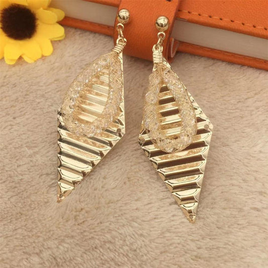 Horizontal rhombus sequin earrings silk mesh tube imitation zircon water drop earrings women's earrings popular jewelry night