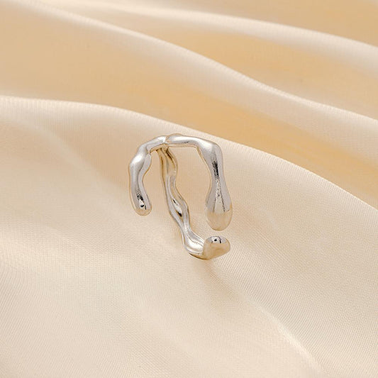 Simple Stainless Steel Opening Irregular Cross Adjustable Ring Light Luxury Niche Design Ladies Versatile Ring